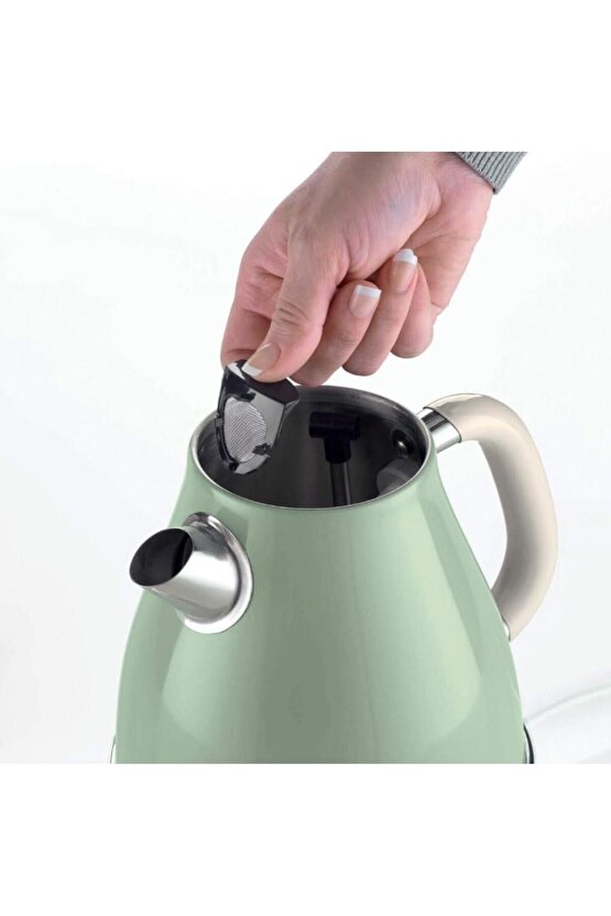 Vintage Yeşil 1.7 Litre Kettle Ve Iki Hazneli Ekmek Kızartma Makinesi