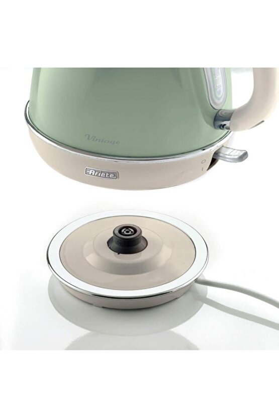 Vintage Yeşil 1.7 Litre Kettle Ve Iki Hazneli Ekmek Kızartma Makinesi