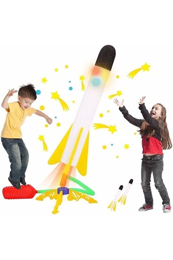Air Rocket Tekli Seti - Roket Oyuncak - 2 Roket Ve Havalı Roketatar - Tekli Açık Hava Oyuncağı - Air