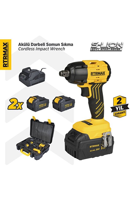 Rts5030 Şarjlı Somun Sıkma Makinası Kömürsüz 12 350 Nm 2x4 Ah 20v Çift Akü S-lion - Akü Dahil
