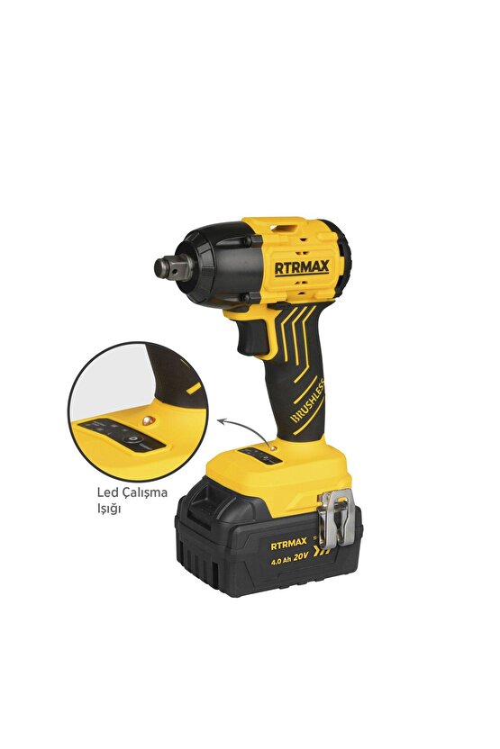 Rts5030 Şarjlı Somun Sıkma Makinası Kömürsüz 12 350 Nm 2x4 Ah 20v Çift Akü S-lion - Akü Dahil