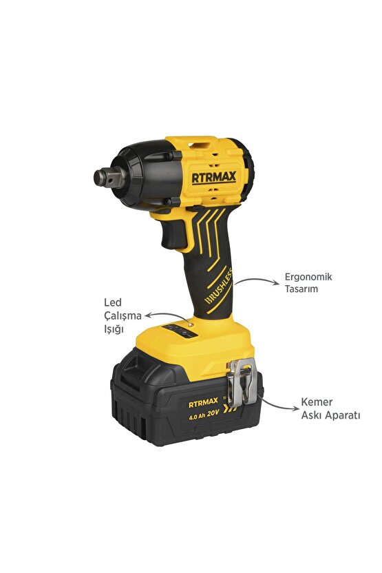 Rts5030 Şarjlı Somun Sıkma Makinası Kömürsüz 12 350 Nm 2x4 Ah 20v Çift Akü S-lion - Akü Dahil