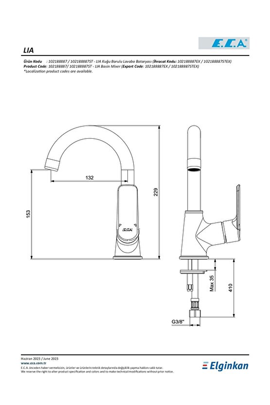 Lıa Kuğu Borulu Lavabo Bataryası 102188887