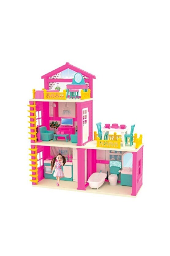 Lolanın Aksesuarlı 3 Katlı Düşler Evi 1 Adet Mini Bebek