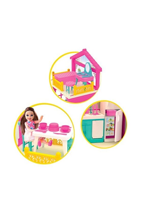 Lolanın Aksesuarlı 3 Katlı Düşler Evi 1 Adet Mini Bebek