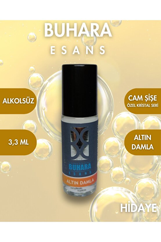 Buhara Alkolsüz Altın Damla Esans Koku 3,3ml Özel Cam Şişe