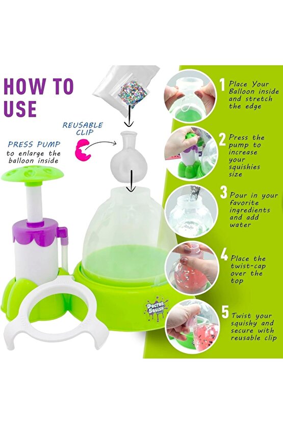 Doctor Squish Maker Station, Parlak Simli Sukuşi Yapım Seti - Slime Yapma Seti - Doktor Sukuşi - Suk