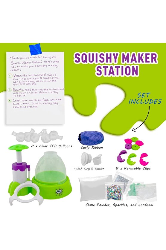 Doctor Squish Maker Station, Parlak Simli Sukuşi Yapım Seti - Slime Yapma Seti - Doktor Sukuşi - Suk
