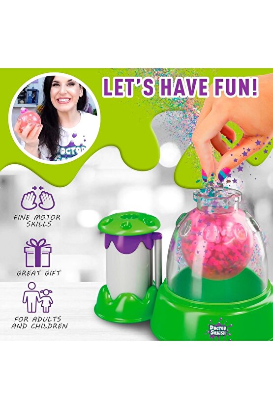 Doctor Squish Maker Station, Parlak Simli Sukuşi Yapım Seti - Slime Yapma Seti - Doktor Sukuşi - Suk