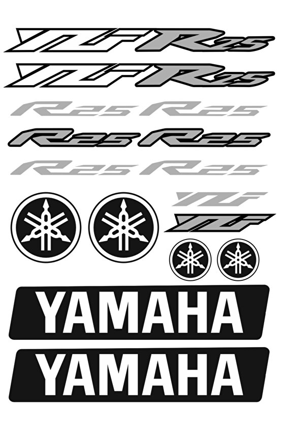 Yamaha R25 Sticker Seti Gri Motorsiklet Kask