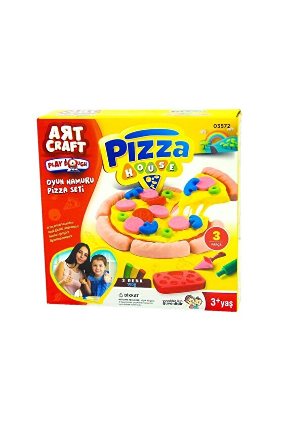 Çocuk 150 gr Oyun Hamuru Ve 3 Parça Kalıp Pizza Oyun Seti