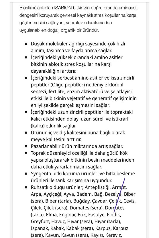 Isabion Yaprak Gübresi Hayvansal Menşeli Aminoasit 1lt