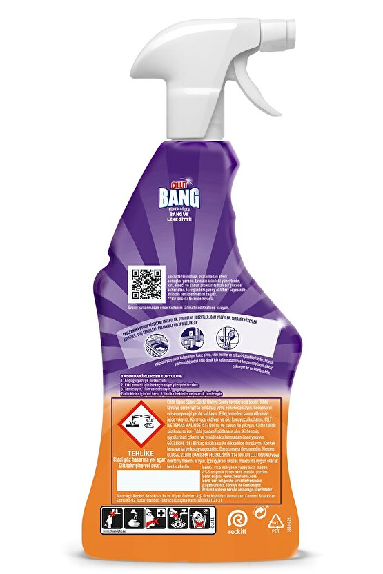 Banyo Temizleyici Kir, Kireç Ve Derz Arası Temizleyici Sprey 750 ml