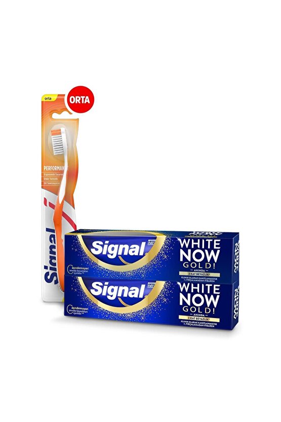 White Now Gold Anında Beyazlık Diş Macunu 75 ml X2  Performance Orta Diş Fırçası