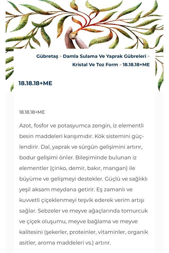 18.18.18 + Me Toz Gübre 25 Kg