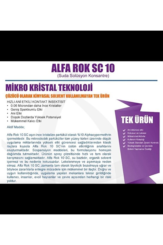 Alfa Rok Sc 10 Haşere Hamamböceği Sinek Ilacı