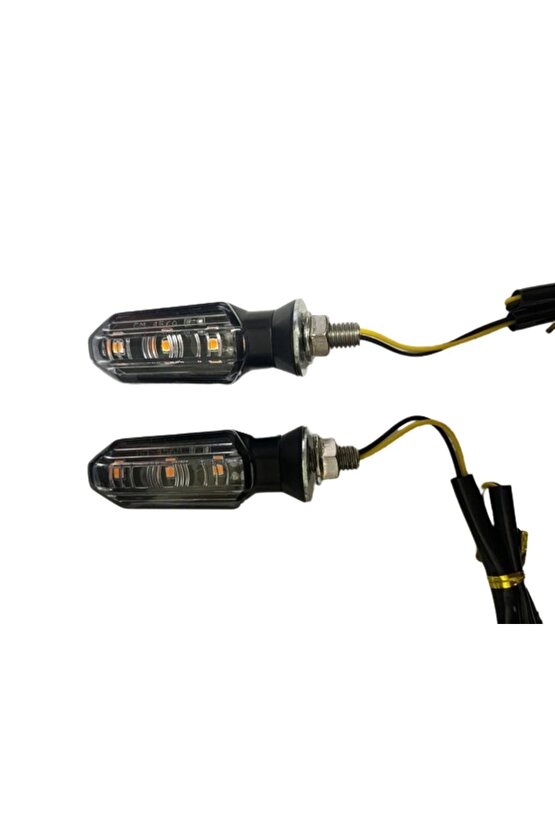 Motosiklet Sinyal Lamba Üniversal 12V Beyaz Cam Sarı Led 2Li