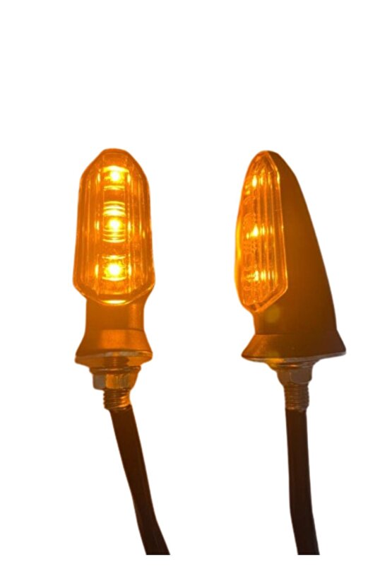 Motosiklet Sinyal Lamba Üniversal 12V Beyaz Cam Sarı Led 2Li