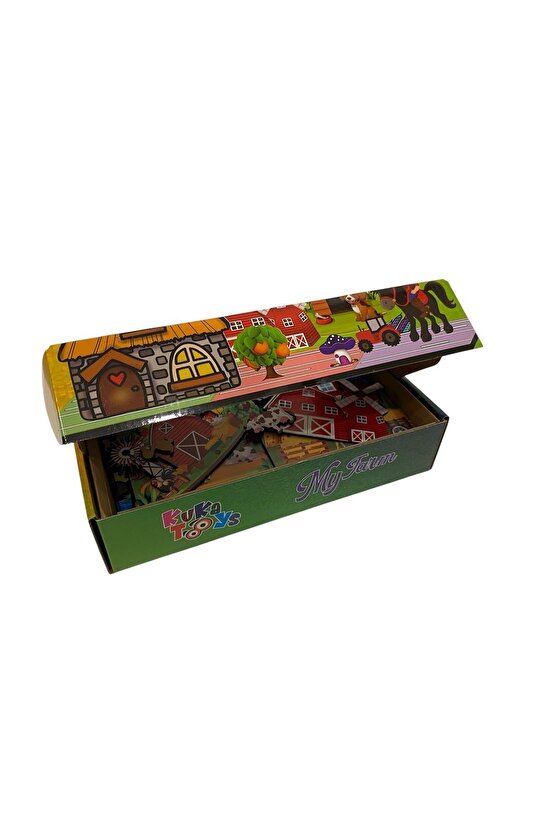 My Farm 24 Parçaahşap Oyuncak Kutu Oyunu Etkinlik Geliştirici Eğlenceli Kendin Çiftlik Kur Puzzle