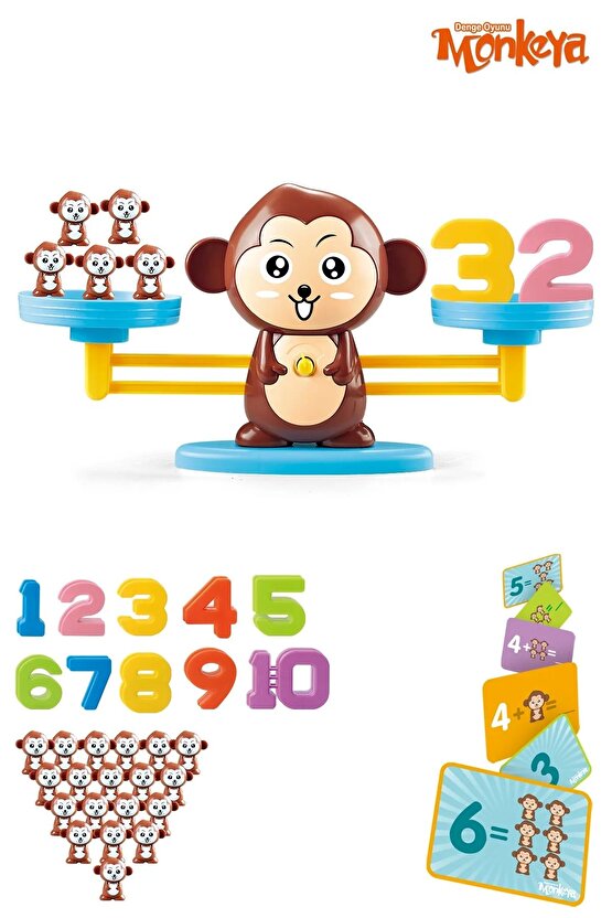 Eğitici Maymun Denge Oyunu - İşlem Kartlı Matematik Öğretici Oyun Seti - Eğitici Matematik Oyunu - A