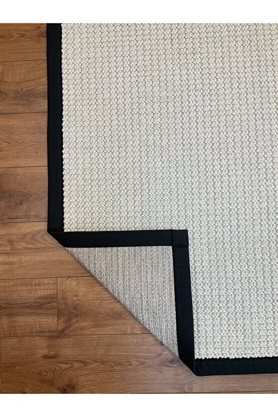 Kumaş Bordür Beyaz Bukle Anrasit Bordür  Halı Salon Koridor Mutfak Çocuk Odası Halısı  Kilim S258