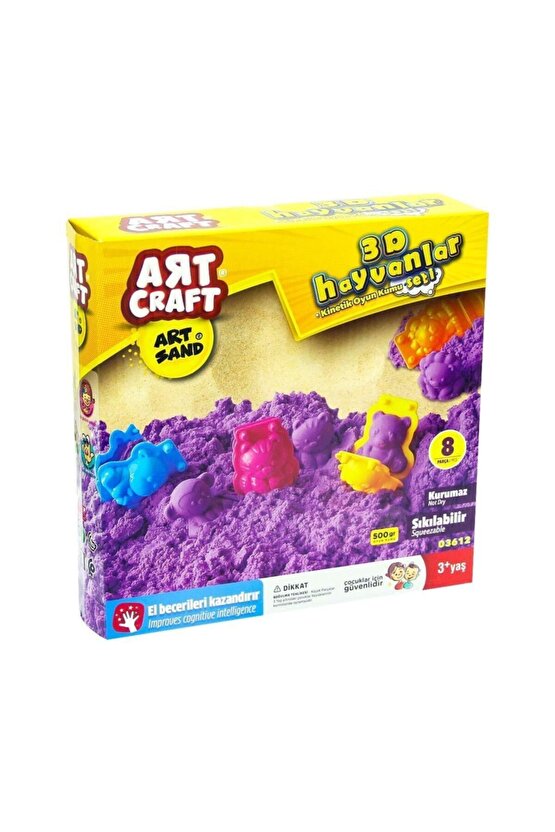 Eğitici Bebek ve Çocuk Dede Art Craft 3D Hayvanlar Kinetik Kum Seti 500gr