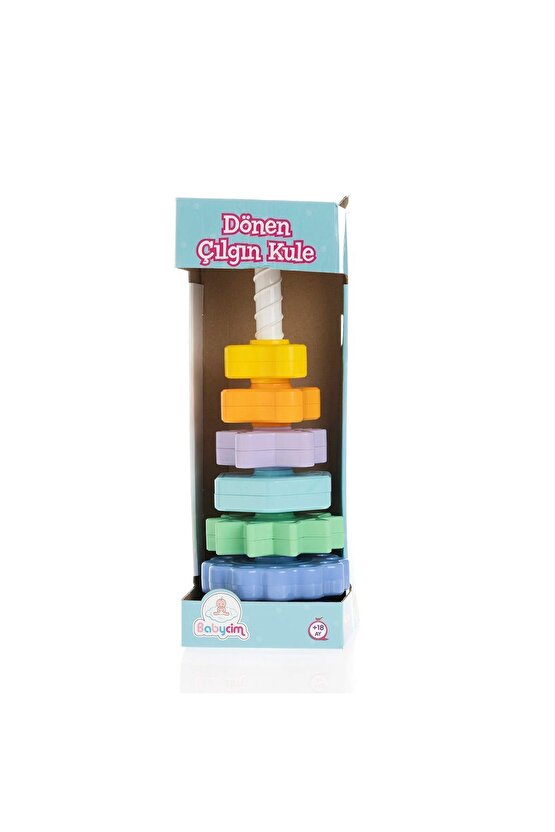 DODBY Dönen Çılgın Kule - Çevrilen Kule - Şekilli Dönebilen Kule - İlk Oyuncaklar - Bebek Oyuncaklar