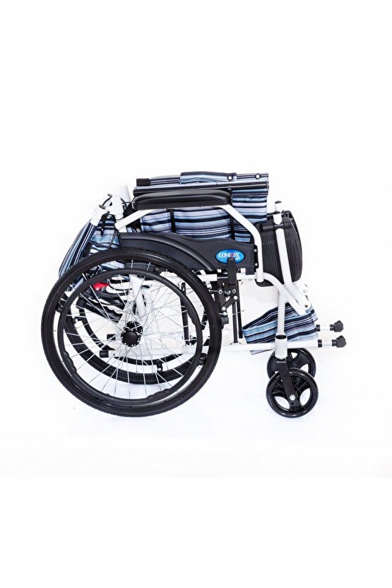 Comfort Plus KY863-20 Mavi Desenli Alüminyum Tekerlekli Sandalye
