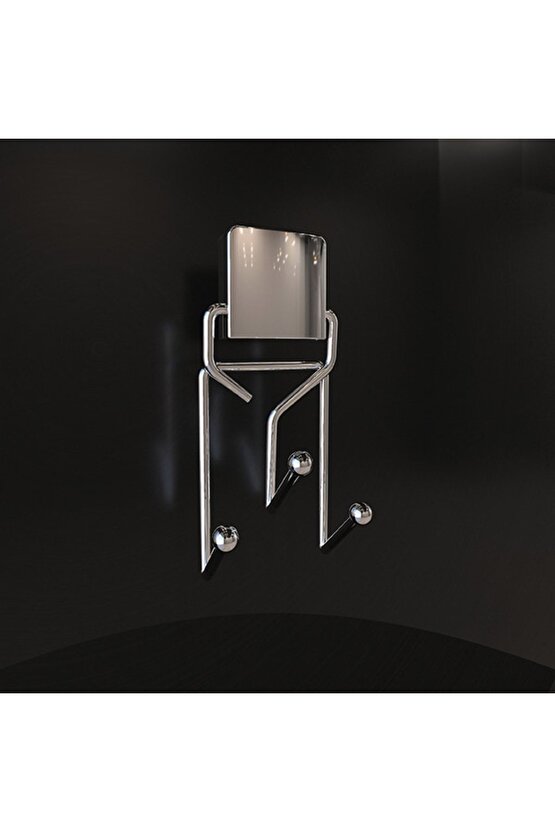 Decorev Süper Yapışkanlı Metal Yapıştırıcılı Krom Üçlü Askı Dc-4773