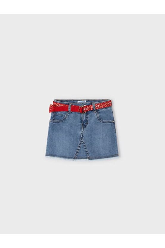 Kız Çocuk Kemerli Denim Etek 3906