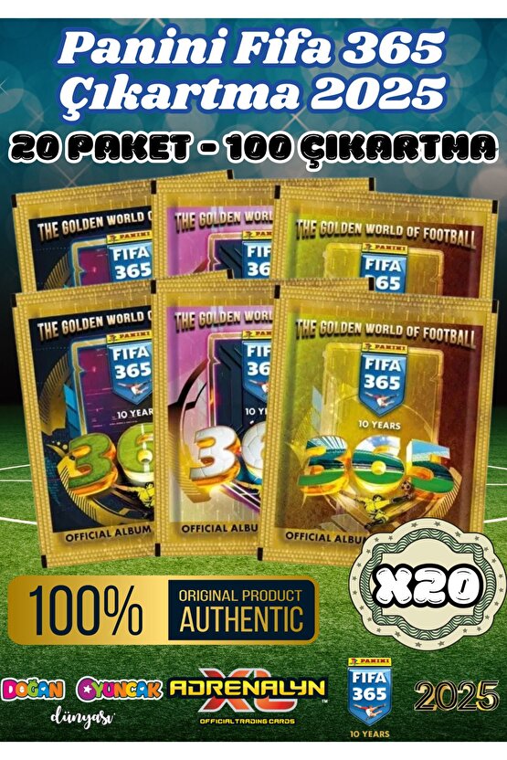 Panini FIFA 365 2025 Sticker 20 Paket - Futbolcu Çıkartmaları - Trading Futbolcu Oyuncu Kartı Panini