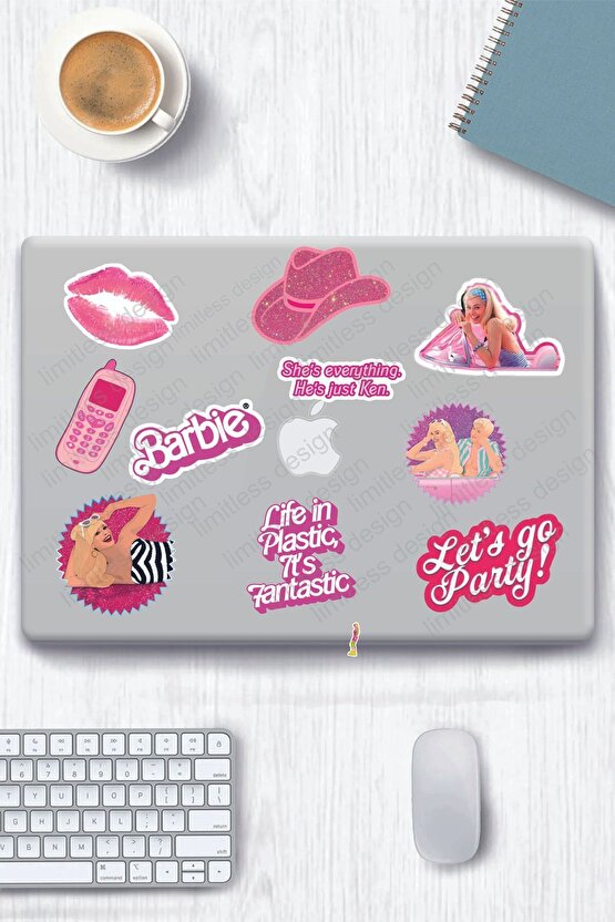 Pink Temalı Laptop Tablet Telefon Ajanda Motor Araba Sticker Seti