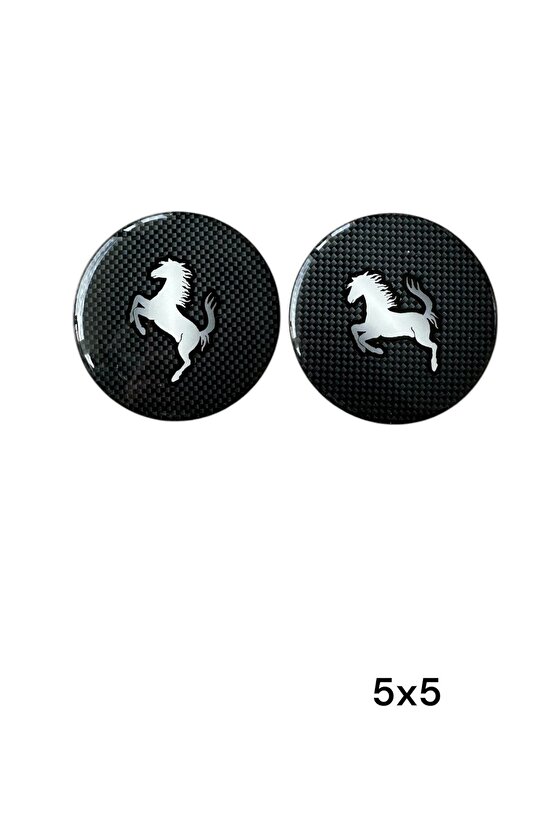 Ferrari Tarzı Arma Sticker (2’li Set) – 5x5 cm KARBON