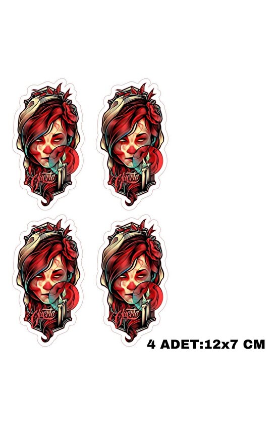 Hayalet Kadın 4 Adet Sticker Çıkartma Motorsiklet Kask Leptop Dolap Sticker Çıkartma