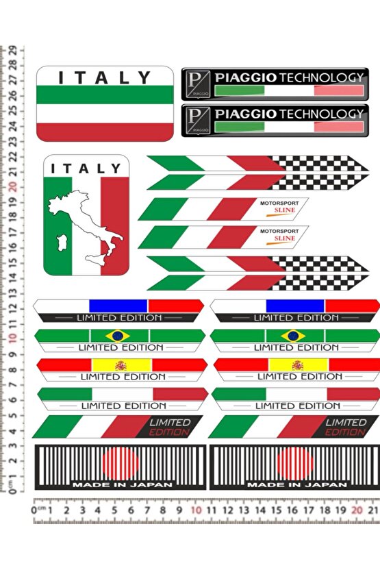 PIAGGIO LIMITED EDITION KARMA ÜLKE MOTORSİKLET KASK STİCKER SETİ