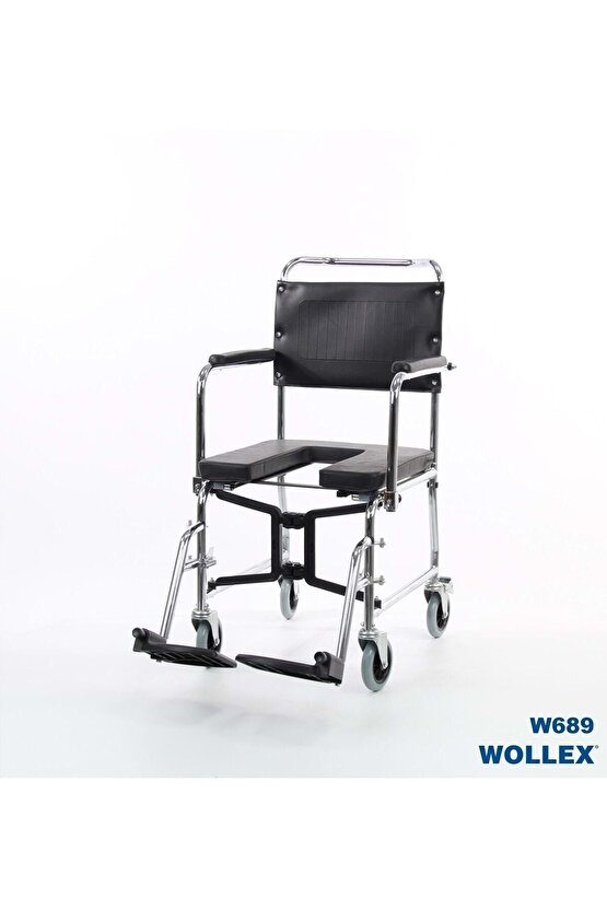 W689 Klozetli Tuvaletli Tekerlekli Sandalye Engelli Hasta Banyo Tuvalet Sandalyesi
