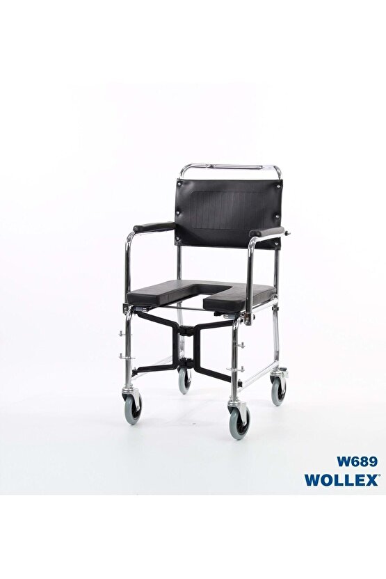 W689 Klozetli Tuvaletli Tekerlekli Sandalye Engelli Hasta Banyo Tuvalet Sandalyesi