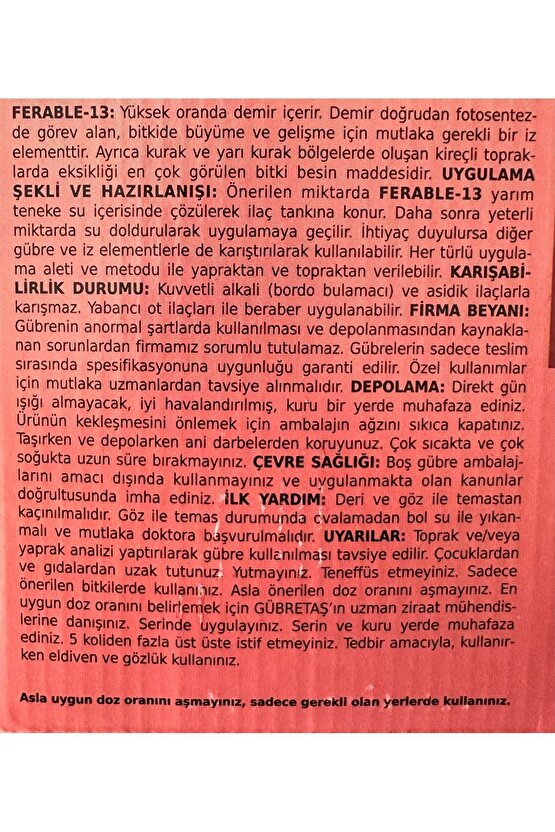 Ferable-13 Demir Şelatı - Edha 3 Kğ