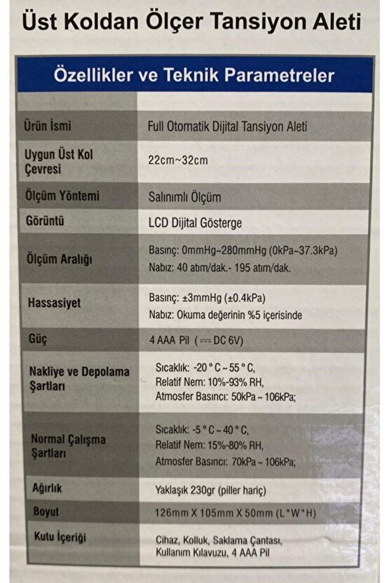 Dijital Üst Koldan Ölçer Tansiyon Aleti Zk-b877 Kol Pilli