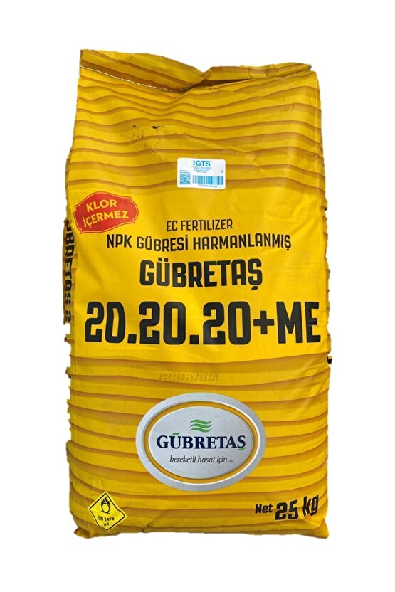 20 20 20+me Iz Elementli Suda Çözünen Azotlu Fosfor Potasyum Toz Npk Gübre 25 Kg
