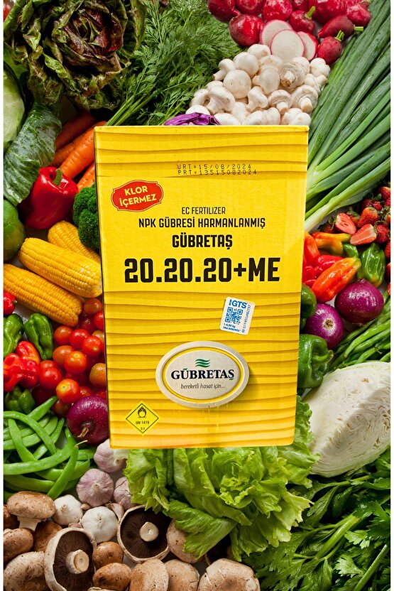 GÜBRETAŞ 20 20 20 Npk Gübresi 1 Kg, Azot, Fosfor, Potasyum Me, Orijinal Paket