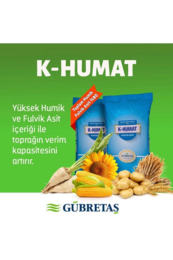 K Humat Humik Fulvik Asit Potasyum Humat Toprak Düzenleyici Organik Toz Gübre 10 Kg