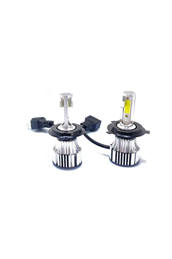 Far Kısa Uzun Led Aydınlatma Ampul Duo H4 Zenon Fanlı Ampul Seti Beyaz Işık