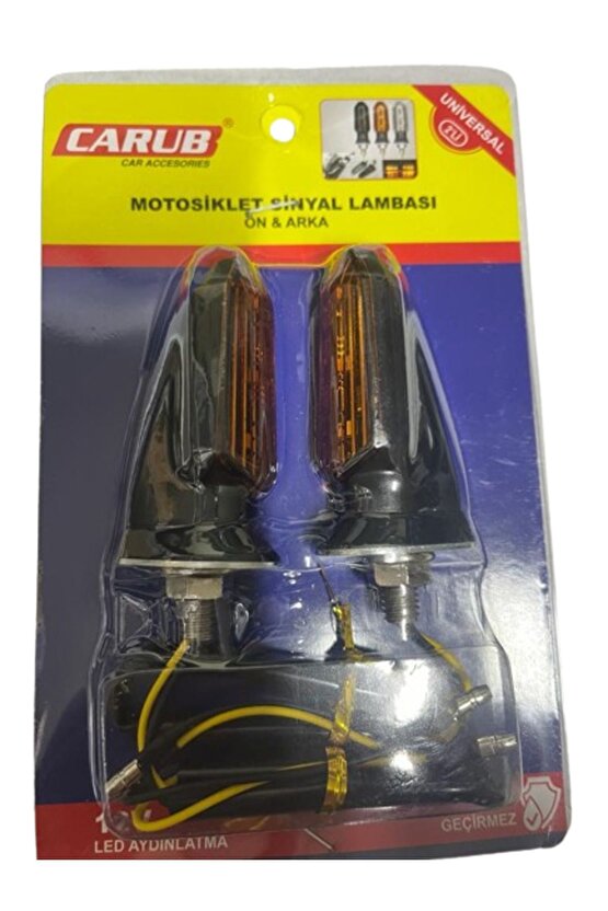 Motosiklet Sinyal Lamba Üniversal 12V Sarı Cam Sarı Led 2Li