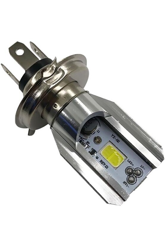 H4 Ba20d Dc 12v 6500k Cob Led Motosiklet Beyaz Işın Far Ampul