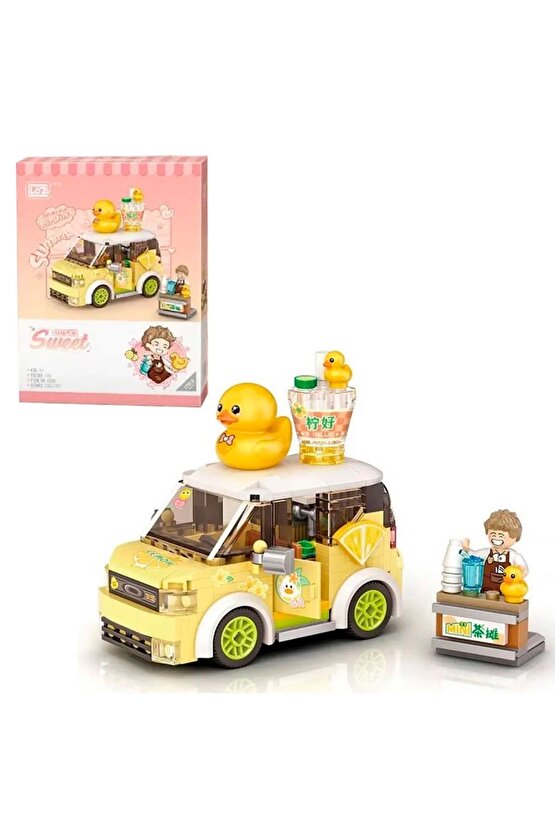 Mikro Blok Şehir Merkezi Portakal Arabası 260 Parça - Lego Setleri - Loz Mini Lego - Çiçek Lego - Lo