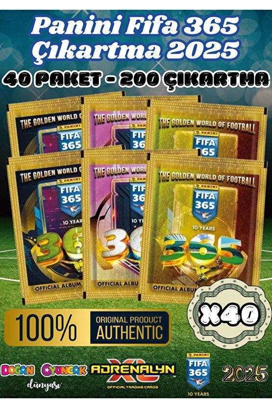 Panini FIFA 365 2025 Sticker 40 Paket - Futbolcu Çıkartmaları - Trading Futbolcu Oyuncu Kartı Panini