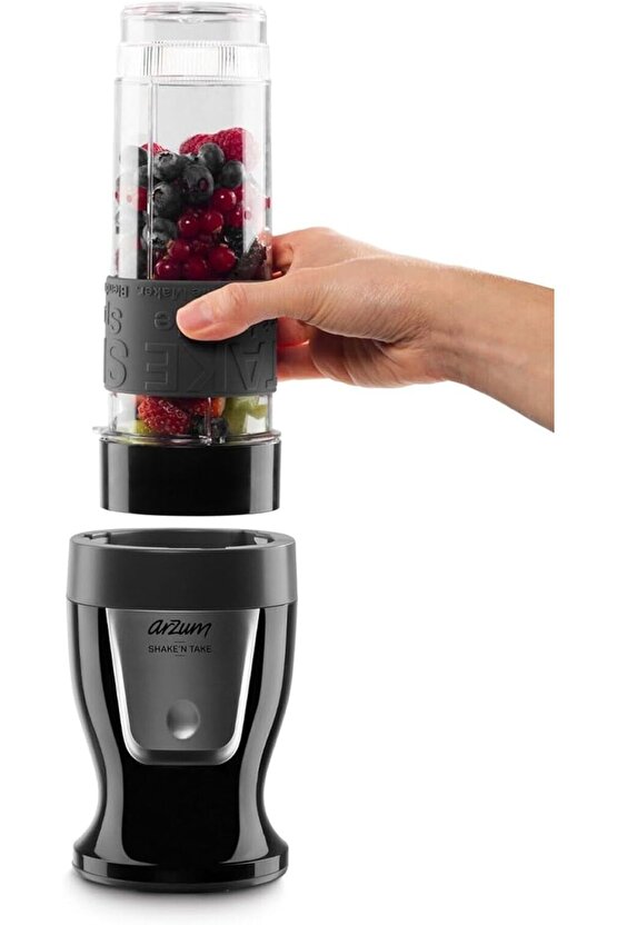AR1032 Shaken Take Kişisel Smoothie Blender, Siyah (300 W, 2 Adet Şişe)
