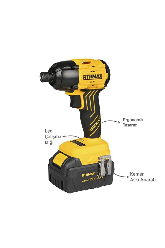 Rts5020 Şarjlı Torklu Vidalama Makinası Kömürsüz 200 Nm 2x4 Ah 20v Çift Akü S-lion - Akü Dahil