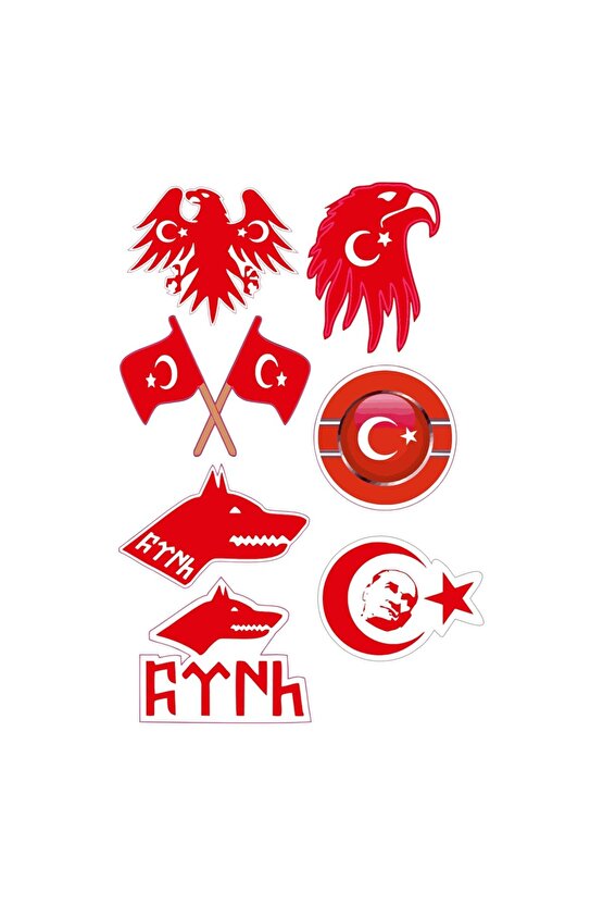 Bozkurt, Türk Bayrağı ve Atatürk Temalı Sticker Seti Milli Ruhun Gücüyle Tasarlandı